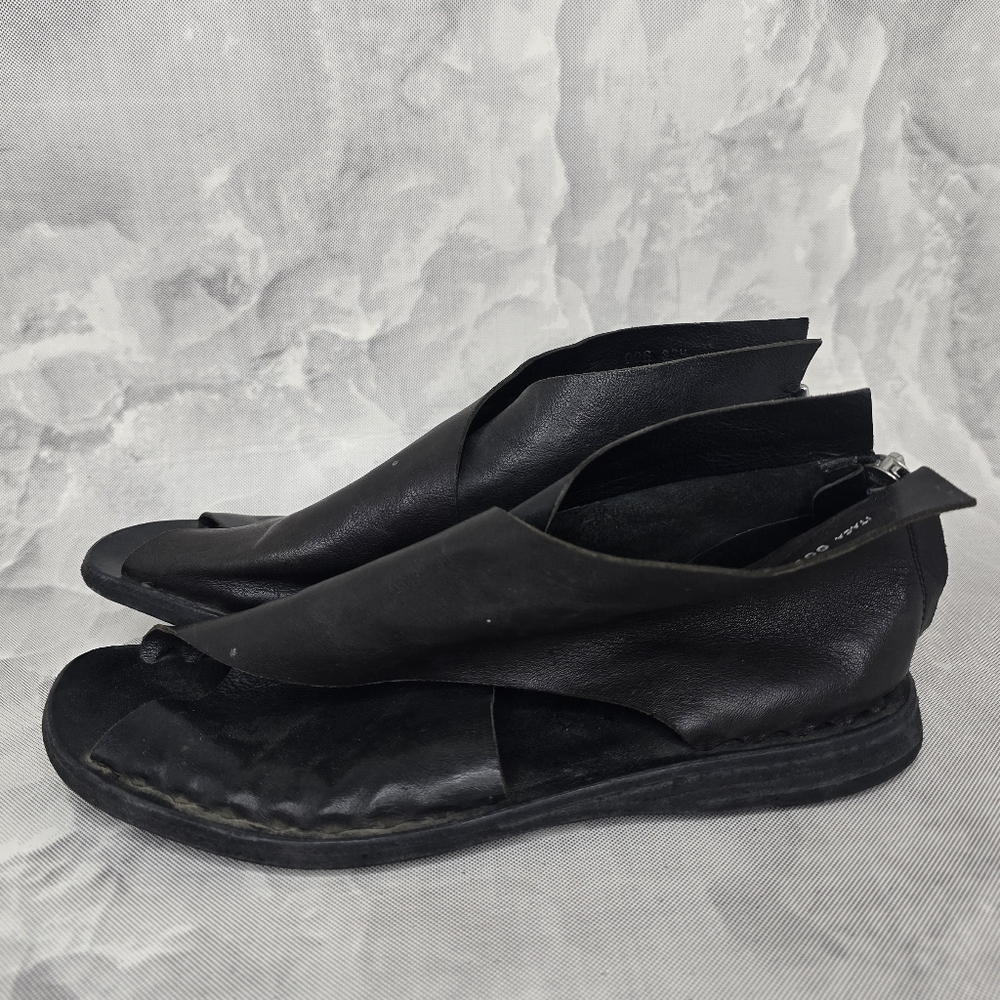 Officine Creative Black Leather Wrap Sandals